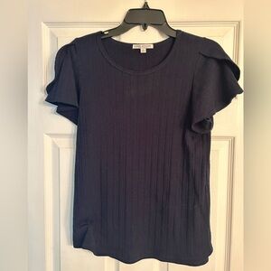 Green Envelope Navy Blue Top